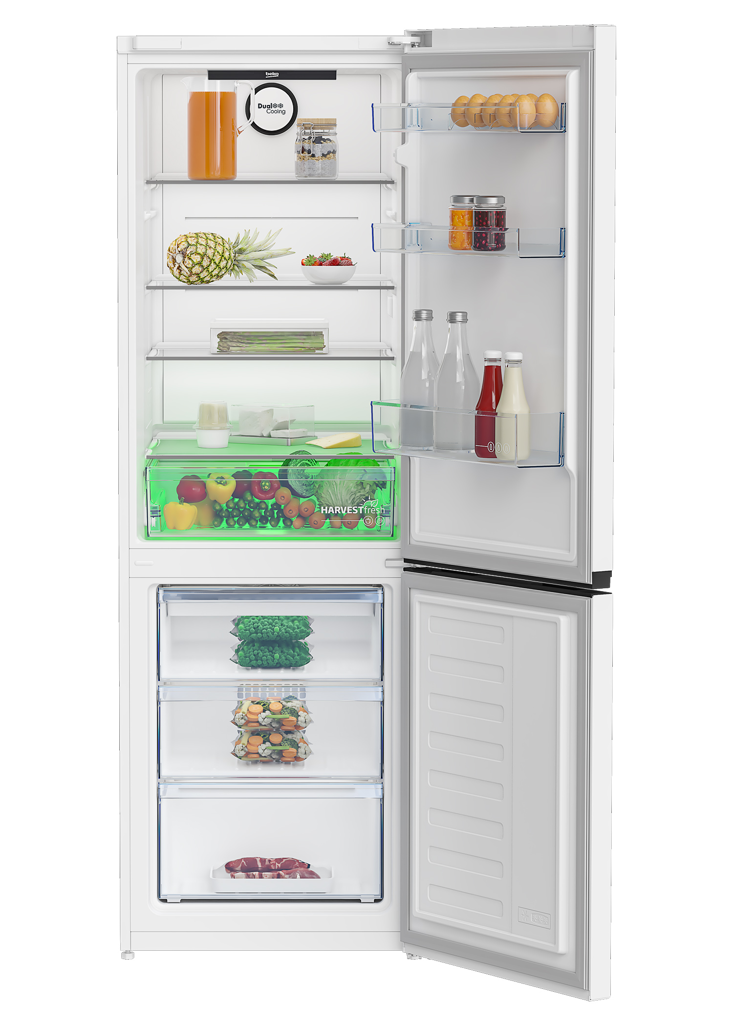 Холодильник Beko B3R1CNK363HW с продуктами